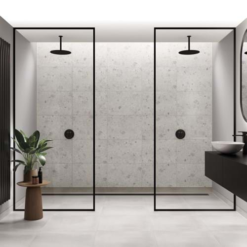 White Terrazzo 2025 bathroom wall panel trends